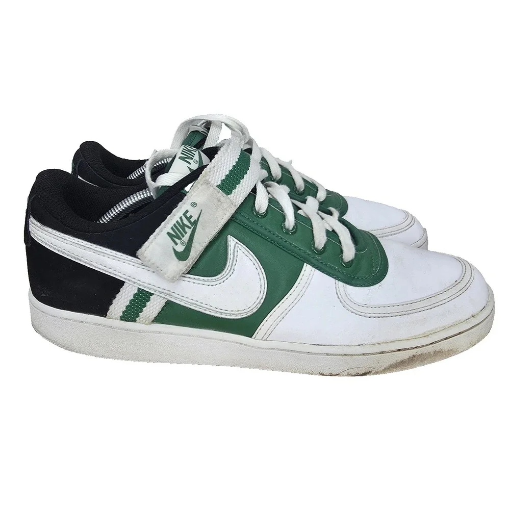 Vtg Nike Vandal Low Sneakers Mens 12 White‎ Green Leather Lace Up  312456-311